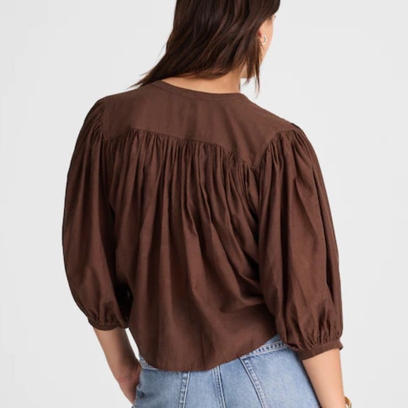 Madewell roasted chicory Balloon-Sleeve Top - Picture 3 of 5